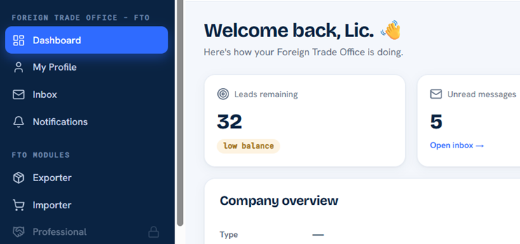 IAFETRADE Virtual Foreign Trade Office preview